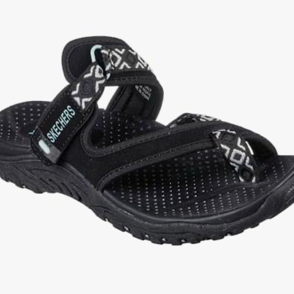 Skechers Reggae Rasta NWT Black Tan Flip Flop Thong Sandals Slip On Comfort - Picture 1 of 9